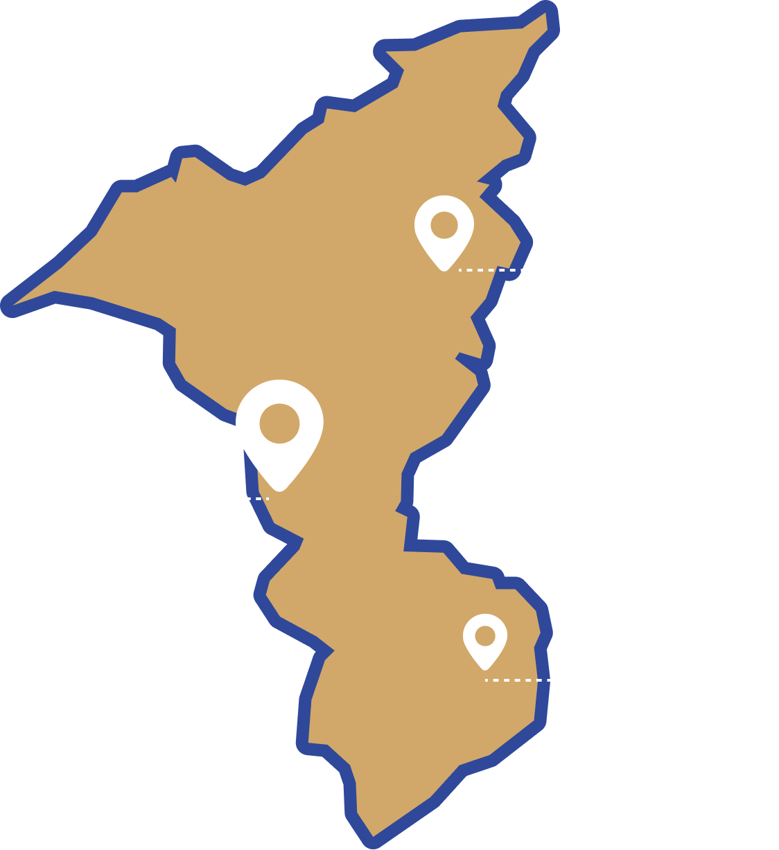 Mapa de ubicaciones de centros de atención en Cortés